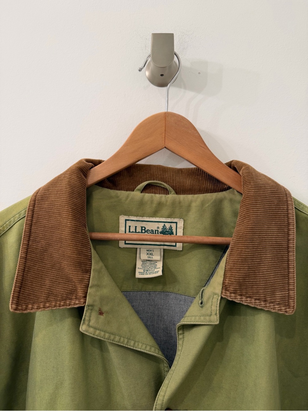 Vintage 80s 90s Men’s L.L.Bean Blanket Lined Green Chore Barn Coat - Picture 5 of 11